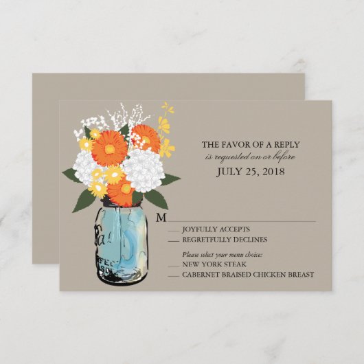 Oranje en gele citrusbloesem Mason Jar | RSVP (Voorkant / Achterkant)