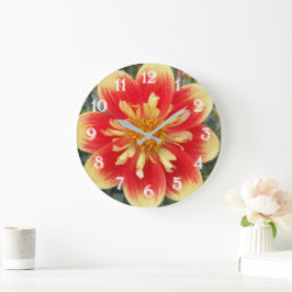 Oranje en Gele Collarette Dahlia Bloem Grote Klok