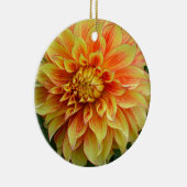Oranje en gele dahlia bloem keramisch ornament (Rechts)