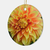 Oranje en gele dahlia bloem keramisch ornament (Links)