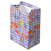 Oranje en gele Doodle Flower Medium Gift Bag Cadeauzakje (Voorkant Gekanteld)