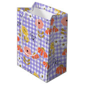 Oranje en gele Doodle Flower Medium Gift Bag Cadeauzakje (Achterkant Gekanteld)