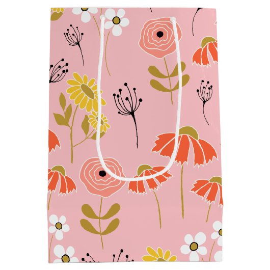 Oranje en gele doogbloem medium cadeauzakje (Achterkant)