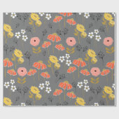 Oranje en gele drijvende bloemen cadeaupapier (Vlak)