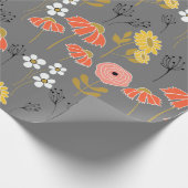 Oranje en gele drijvende bloemen cadeaupapier (Hoek)