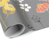 Oranje en gele drijvende bloemen cadeaupapier (Rol Hoek)