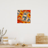 Oranje en gele fractale zoom poster (Keuken)