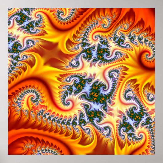Oranje en gele fractale zoom poster (Voorkant)