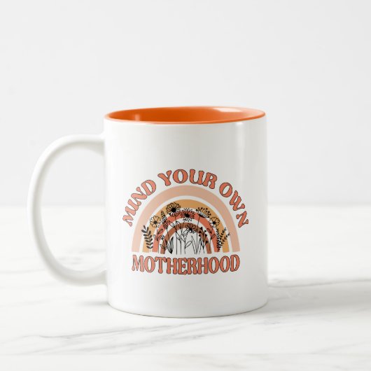 Oranje en gele geest je eigen moederschap tweekleurige koffiemok (Links)