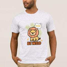 Oranje en Gele Geïllustreerde Leeuw Aangepaste Naa T-shirt