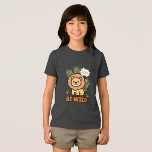 Oranje en Gele Geïllustreerde Leeuw Tri-Blend Shirt