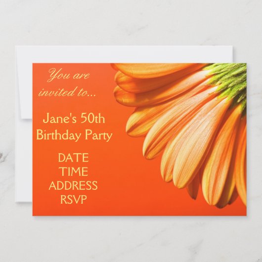 Oranje en gele Gerbera flower 50th Birthday Kaart (Voorkant)