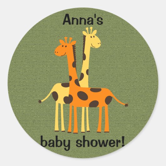 Oranje en gele Giraffes op groene Sticker (Voorkant)