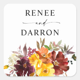 Oranje en gele goudHerfst Vierkante Sticker