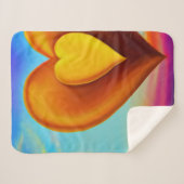 Oranje en gele Heart Sherpa Blanket Sherpa Deken (Voorkant (horizontaal))
