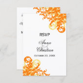 Oranje en gele herfst bruiloft RSVP kaarten (Voorkant / Achterkant)