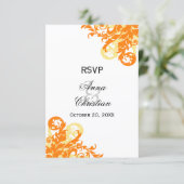 Oranje en gele herfst bruiloft RSVP kaarten (Staand voorkant)