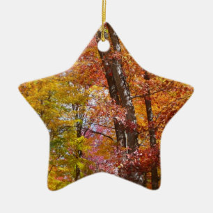 Oranje en gele Herfst Trees herfst Fotografie Keramisch Ornament