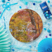 Oranje en gele Herfst Trees herfst Fotografie Papieren Bordje (Feest)