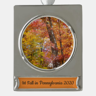 Oranje en gele Herfst Trees herfst Fotografie Verzilverd Banner Ornament