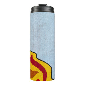 Oranje en gele illustratie thermosbeker