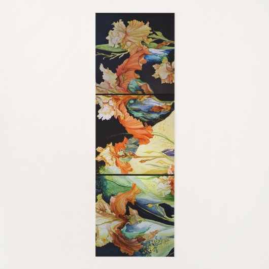Oranje en gele iris yogamat (Voorkant)