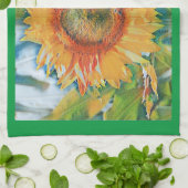 Oranje en gele keuken van zonnebloemen theedoek (Gevouwen)