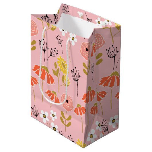 Oranje en Gele Kladbloem Medium Cadeauzakje (Voorkant Gekanteld)
