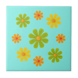 Oranje en gele lentbloemen voor keuken tegeltje