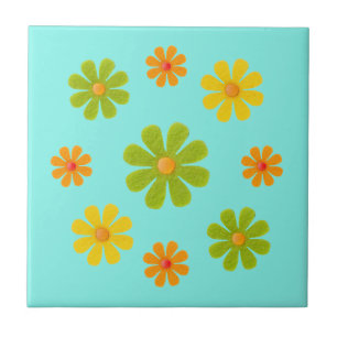 Oranje en gele lentbloemen voor keuken tegeltje