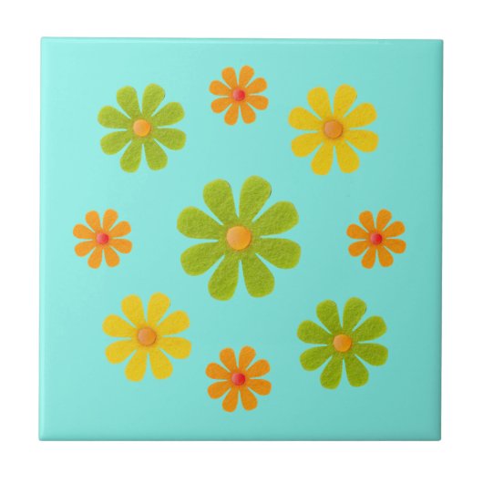 Oranje en gele lentbloemen voor keuken tegeltje (Voorkant)