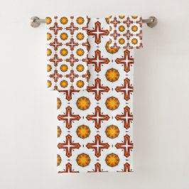 Oranje en gele mandala patroon bad handdoek