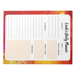 Oranje en gele marmer-laptop met dagelijkse taken notitieblok