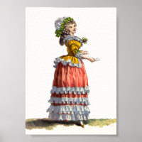 Oranje en gele Regency Franse Mode Tekening