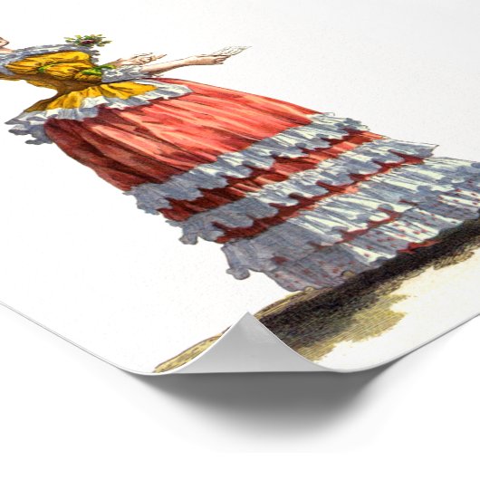 Oranje en gele Regency Franse Mode Tekening Poster (Hoek)