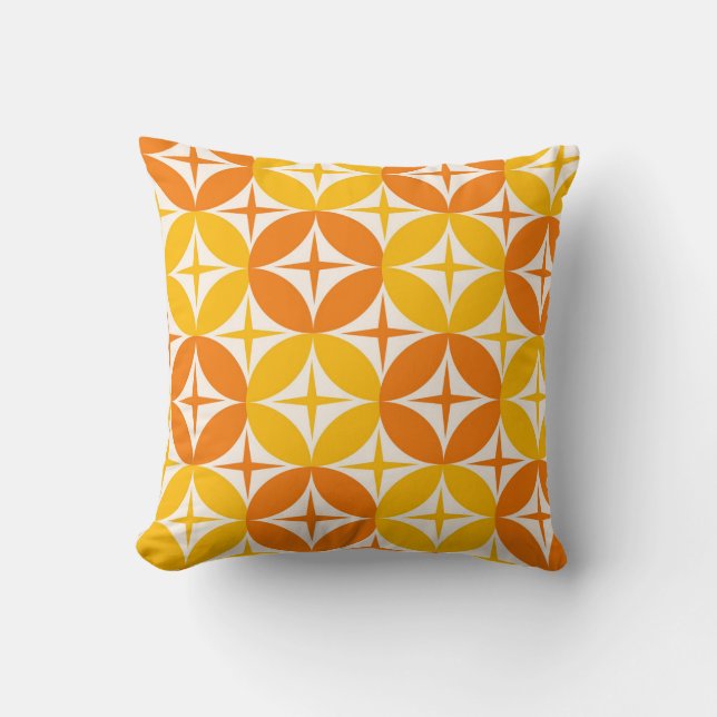 Oranje En Gele Retro Cirkels Worp Kussen (Voorkant)