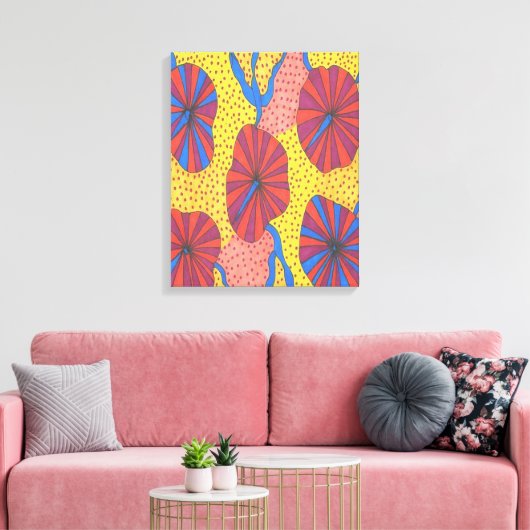 Oranje en gele Retro Funk Abstracte Art Prints (Insitu (Woonkamer))