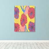 Oranje en gele Retro Funk Abstracte Art Prints (Insitu (Houten vloer))