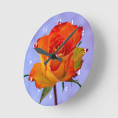 Oranje en gele roze Acrylwandklok Ronde Klok (Hoek)