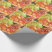 Oranje en gele rozen waterverf kunst cadeaupapier (Hoek)