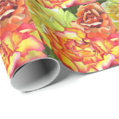 Oranje en gele rozen waterverf kunst cadeaupapier (Rol Hoek)