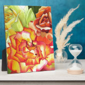 Oranje en gele rozen waterverf kunst fotoplaat (Zijkant)