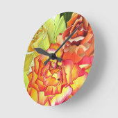 Oranje en gele rozen waterverf kunst ronde klok (Hoek)