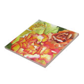 Oranje en gele rozen waterverf kunst tegeltje (Zijkant)