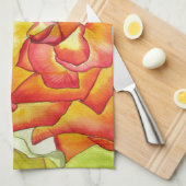 Oranje en gele rozen waterverf kunst theedoek (Quarter Fold)