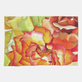 Oranje en gele rozen waterverf kunst theedoek (Horizontaal)