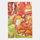 Oranje en gele rozen waterverf kunst theedoek (Verticaal)