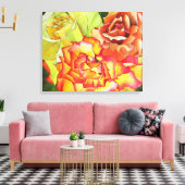 Oranje en gele rozenwaterverf originele kunst canvas afdruk (Insitu (Woonkamer))