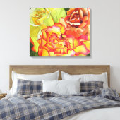 Oranje en gele rozenwaterverf originele kunst canvas afdruk (Insitu (Slaapkamer))