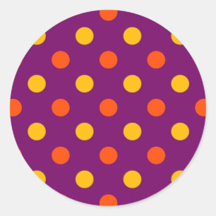 Oranje en Gele Stippen Paars Ronde Sticker